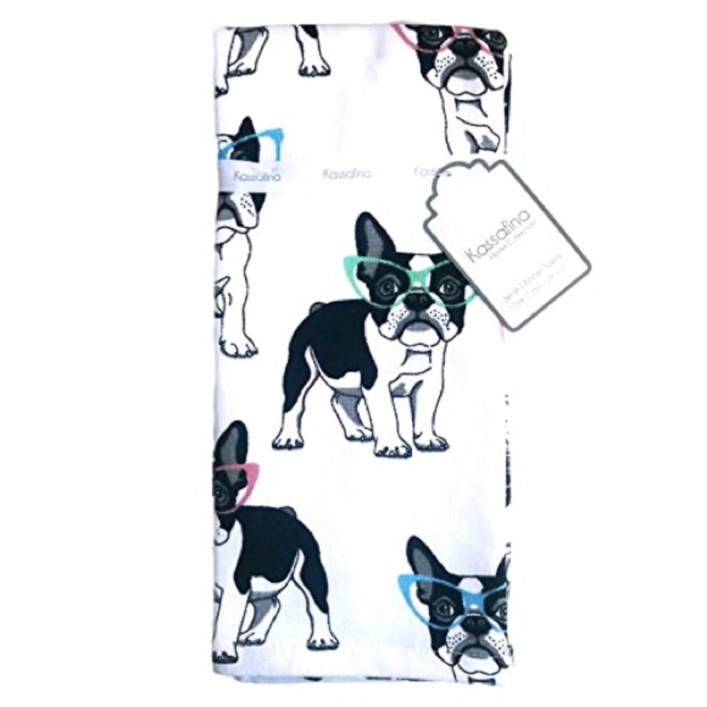 2pk Kitchen Towel Set ◈ Frenchie Glasses